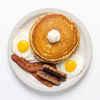 >>Pancake Breakfast Combo w/Eggs Meat